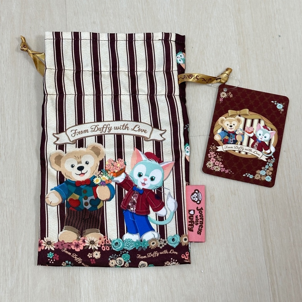 Tokyo Disney Sea Duffy and Friends Floral Drawstring Bag